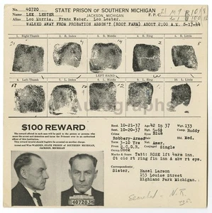 Wanted Notice - Lee Lester/Escaped - State Prison of South Michigan, 1944 - Picture 1 of 2