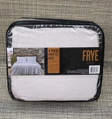 FRYE Linen Cotton Blend Gray QUEEN Sheet Set 4PC - Image 1 of 4