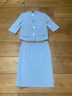 True Vintage Crimplene 1960s Suit In Baby Blue Textured Fabric Large Buttons