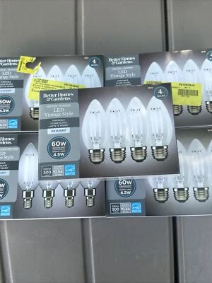 X5- Better Home & Gardens Vintage Style Bulb 60W LED Daylight  4 b10 bulb pack - Image 1 of 4