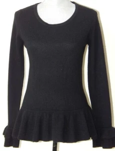 NEU MIT ETIKETT DAMEN QUINN KASCHMIR DOPPELTE GLOCKENMANSCHETTEN PULLOVER PULLI SCHWARZ SMALL  - Bild 1 von 4