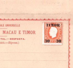 Portugal Colonies TIMOR Unused Stationery REPLY CARD 30r Stamp Surcharge KA768 - Picture 1 of 10