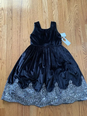 Бархатное праздничное платье для девочек Isabel Garreton размер 6 X новый с Ярлыками черный тюль серебро деталь - Изображение 1 из 4