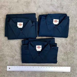 Lotto 3 camicie da lavoro vintage Dickies uomo 2XL blu con bottoni manica lunga anni 90 USA - Foto 1 di 10