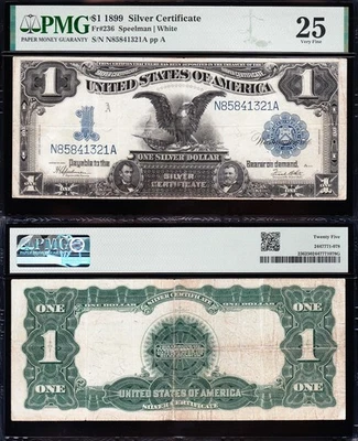 VERY NICE Bold & Crisp VF+ 1899 $1 "BLACK EAGLE" Silver Cert.! PMG 25! 41321A - Image 1 of 3