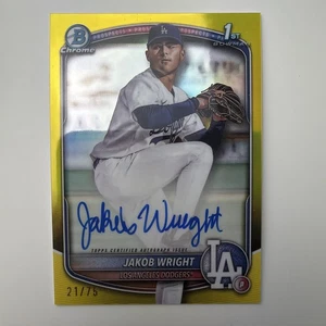 2025 Bowman Chrome Jakob Wright Auto Yellow Refractor 1st Prospect # /75 Dodgers - Bild 1 von 3