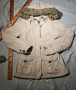 Chaqueta De Colección Abercrombie and Fitch Mujer M Beige Y2K Sherpa Militar Parka - Imagen 1 de 21