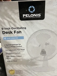 Ventilador de escritorio oscilante blanco Pelonis 9" nueve pulgadas - Imagen 1 de 2
