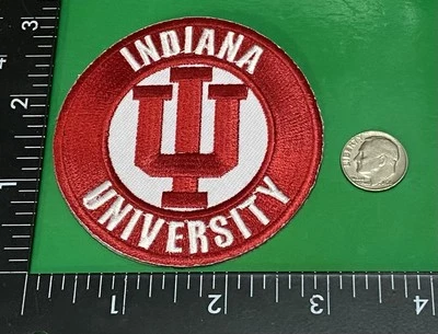 INDIANA UNIVERSITY ☝️ Round IRON ON PATCH 🏈   🏀  Hoosiers 🇺🇸seller - Image 1 of 3