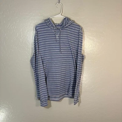 Johnnie O Hoodie Mens Medium Blue White Stripe Lightweight - Image 1 of 4