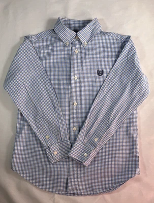 Chaps Boy's Plaid Long-Sleeve Button-Down Blue/White, Size 7 - Image 1 of 4