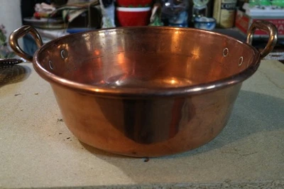 ancien confiturier bassine en cuivre 31cm 2kgs - Photo 1/4