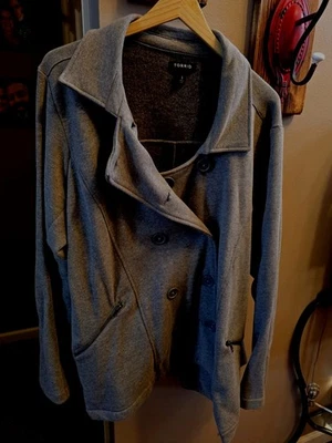 🔥Torrid Trench Coat Jacket Plus Size 3 Gray Long Button Zip Pockets🔥 - Image 1 of 4