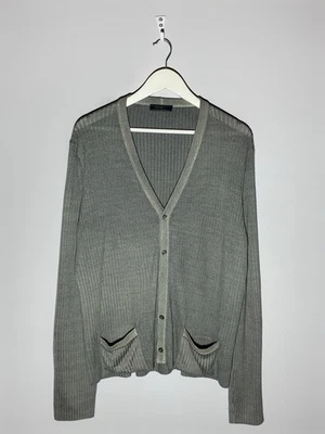 Prada Wool Silk Cardigan Sweater Men's Grey Colour V neck Size 56 - Image 1 of 4