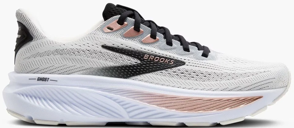 Size 6.5 - Brooks Ghost 17 White Black Rose Gold W