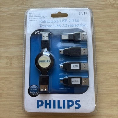 36” Phillips Retractable USB Cable 2.0 Kit w/ 4 Adapters & Travel Bag - Image 1 of 2