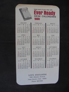1969 Ever Ready Desk Calendar LOU'S STATIONERS LONG BEACH, CA - Picture 1 of 3