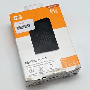 Western Digital My Passport 6TB Portable Hard Drive Black WDBR9S0060BBK-KB - Afbeelding 1 van 8