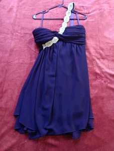 Womens Ever Pretty Purple Dress One Shoulder Pleated Short Knee Length Size 8 - Picture 1 of 14