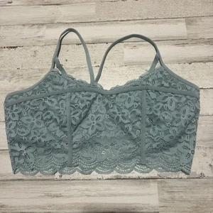 Aerie Lace Sheer Bralette M Medium dusty blue NWOT bra lounge active - Picture 1 of 9
