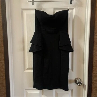 Nuevo con etiquetas Mini Vestido Poetry Para Mujer Negro Sin Tirantes Peplum Talla Mediana Foto 1 de 4