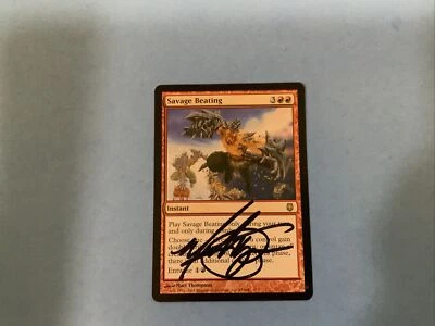 MTG Magic Savage Beating Signed Sketched Artist Proof x1 Darksteel DST Thompson - Image 1 of 2