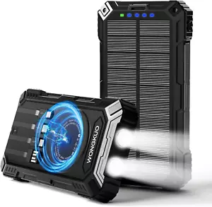 Solar Charger Power Bank - 49800Mah Solar Phone Charger with USB-C In/Output, QC - Picture 1 of 12