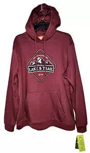 Lake & Trail men's graphic hoodie maroon red size L New! - Picture 1 of 5