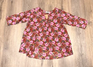 Natural Life Top Small Medium rosa rot Blumen Boho Bauern Tunika Baumwolle NEU - Bild 1 von 10
