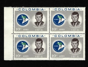 OPC 1963 Colombia 10c Kennedy Airmail Block Sc#C455 MNH 41771 - Picture 1 of 1