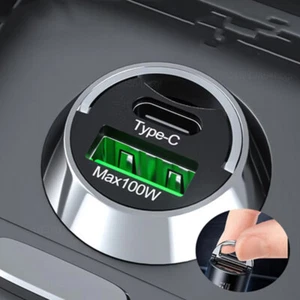 100W USB Type C Car Charger Fast Charging QC3.0 PD Car Phone Charger Adapter - Foto 1 di 13