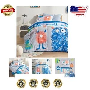 Monster Print 7-Piece Kids Comforter Set - Full/Queen Bedding for Sweet Dreams - Picture 1 of 9