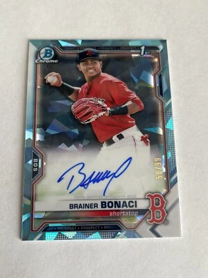Brainer Bonaci 2021 Bowman Chrome Sapphire Auto Aqua Refractor /99 Autograph - Image 1 of 4