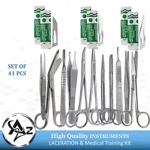 41x Suture Laceration Kit Surgical Dental Veterinary Instruments Forcep Scissors - Picture 1 of 9