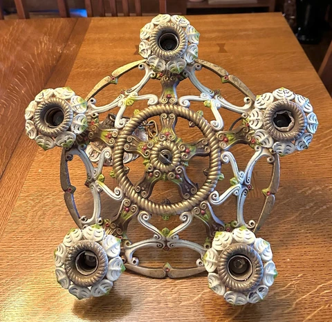Antique Polychrome Cast Iron Hanging Light Cover