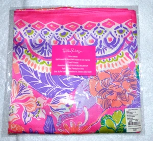 LILLY PULITZER GWP Silk Square Scarf Breast Cancer Print "BEST OF FRIENDS" NWT - Picture 1 of 3