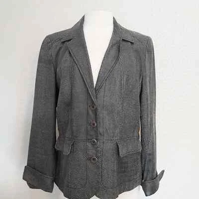 Isabella Bird Gray Leather Snake Blazer Style Jacket Size 14 - Изображение 1 из 4