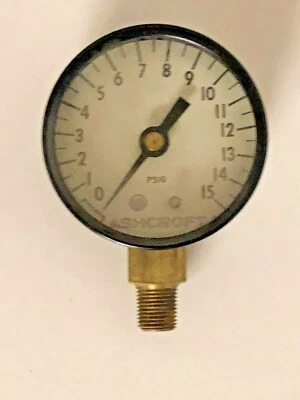 Ashcroft Pressure Gauge 2" Bottom Mount 1/8 NPT 0/15 PSI USA made - 5 gauges - Image 1 of 4