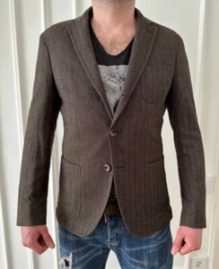 PAOLONI Men's Wool Brown 3 Buttons Blazer Jacket Size S - Picture 1 of 15