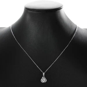 1CT VVS1 Round Moissanite Flower Pendant Necklace Chain 925 Sterling Silver GRA - Picture 1 of 20