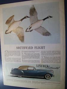 1941 Lincoln Continental convertible-mag car ad -"Southward Flight" - Picture 1 of 1
