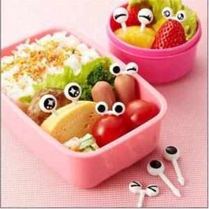 Party Bento 10x Cute Eye Cupcake Stick Food Fork Decor Box Fruit Picks Birthday - Picture 1 of 12