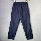 Nike Track Pants Men's Small Nylon Navy Blue Mesh Lined Drawstring Athletic Vtg