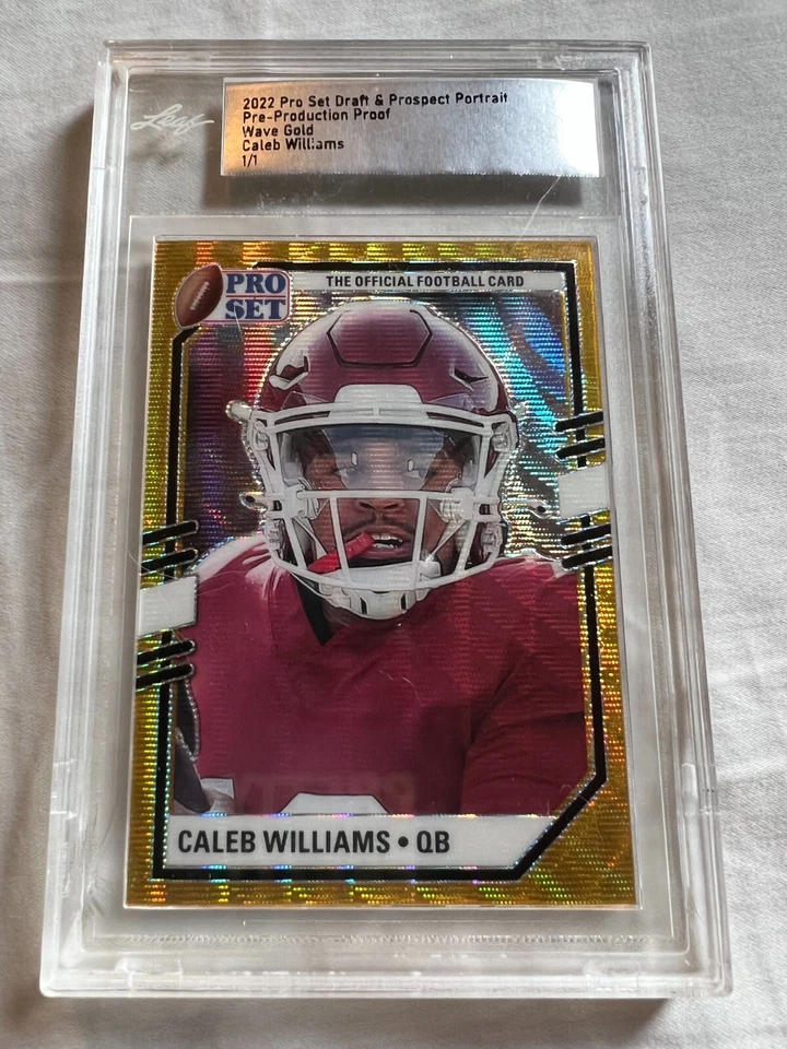 2022 Leaf Pro Set Draft Portrait Caleb Williams RC Gold Wave Proof SSP 1/1 - Image 1 of 1