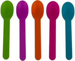 Disposable Mixed Corlor Eco-Friendly Plastic Spoons Frozen Yogurt Ice Cream S... - Picture 1 of 12