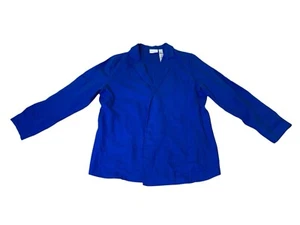 Chico’s Royal Blue Open-Front Linen Jacket/Coat/Blazer Size 3X w/ Pockets EUC - Picture 1 of 4