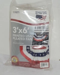 Valley Forge 5196271 American Flag 3' By 6' Polycotton Pleated Fan - Picture 1 of 5