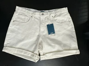 JAG Women's Alex Mid Rise Boyfriend Shorts White Denim Size 16 Inseam 5 - Picture 1 of 9