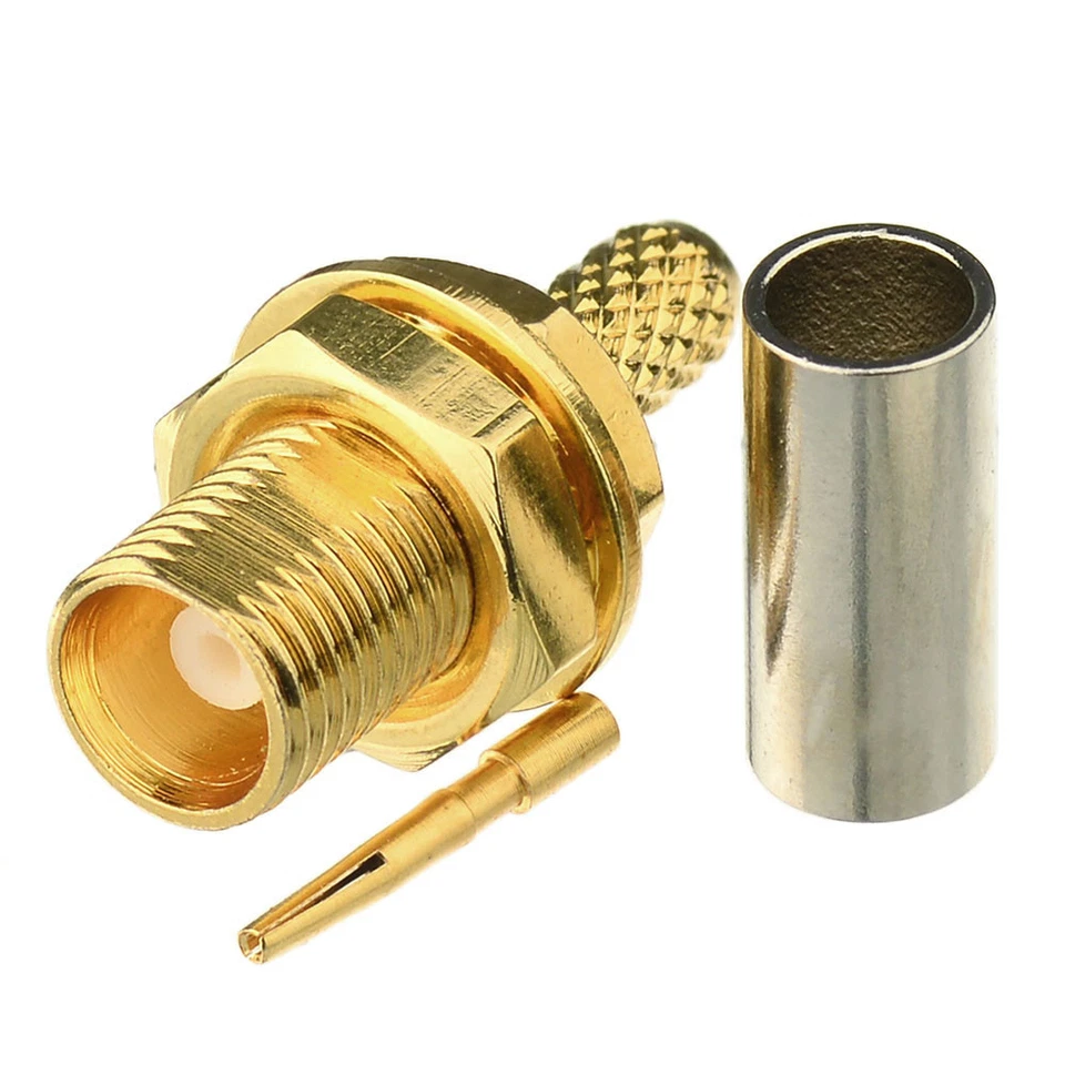 MCX Crimp Jack Female bulkhead RF Connector Solder for RG316,RG178,RG174 cable - Image 1 of 3