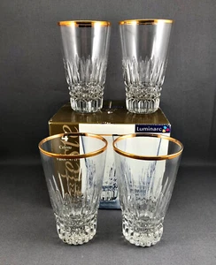 4er Set Vintage Luminarc Celeste Muster 16 Unzen Glasbecher mit Goldrand - Bild 1 von 10
